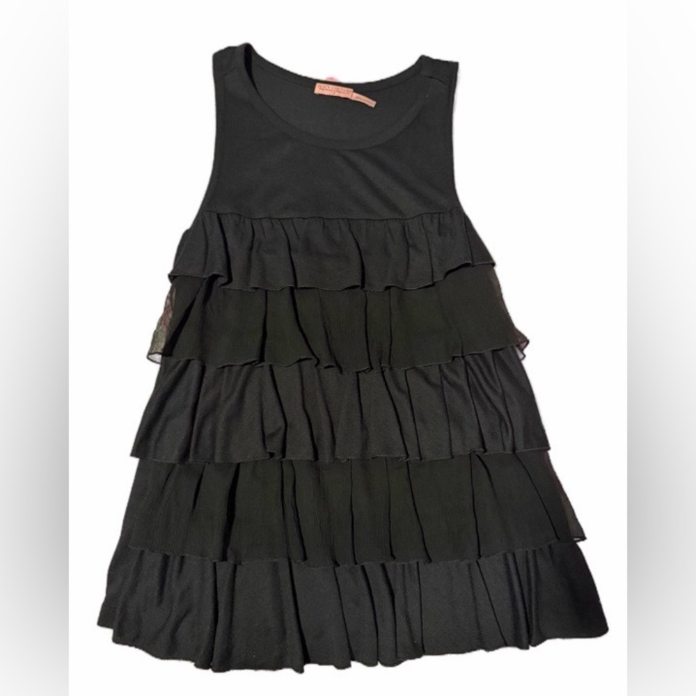 HTF OG Y2K Medium Juicy Couture Silk Black Ruffle Top